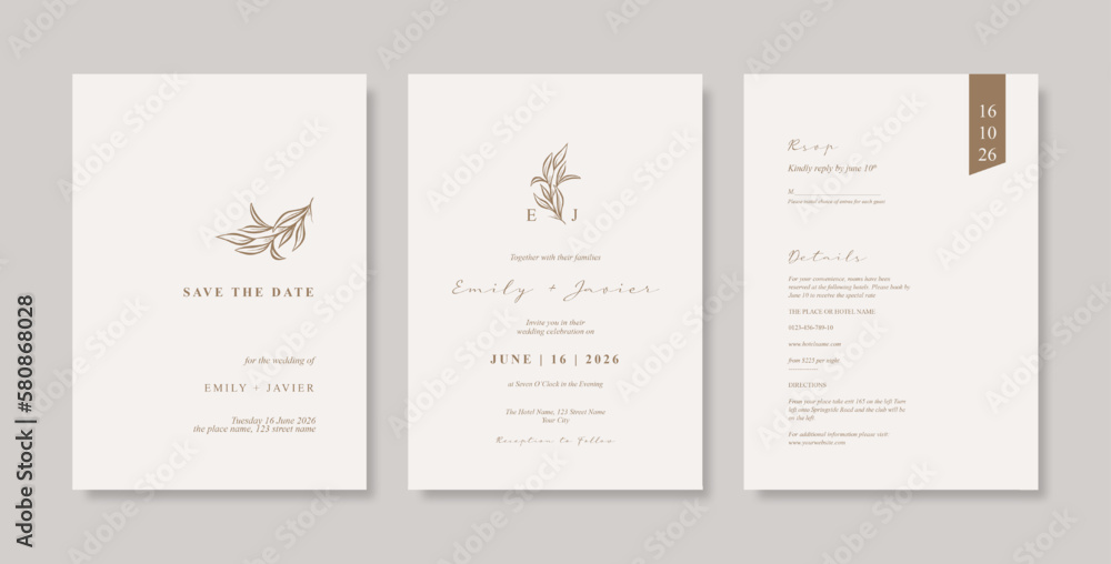 Beautiful and elegant wedding card template. Simple and minimalist wedding card template. trendy modern wedding invitation template. Beautiful and elegant wedding card template. Simple and minimalist wedding card template. trendy modern wedding invitation template.