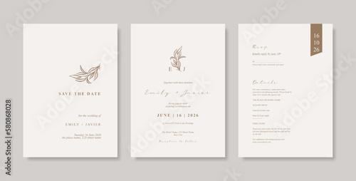Beautiful and elegant wedding card template. Simple and minimalist wedding card template. trendy modern wedding invitation template.