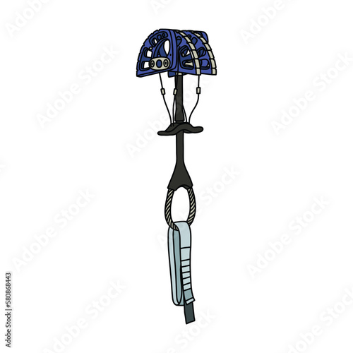 climbing cam for rock climbing or mountaineering doodle icon, vector color line illustration