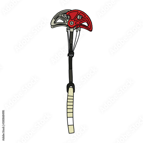 climbing cam for rock climbing or mountaineering doodle icon, vector color line illustration