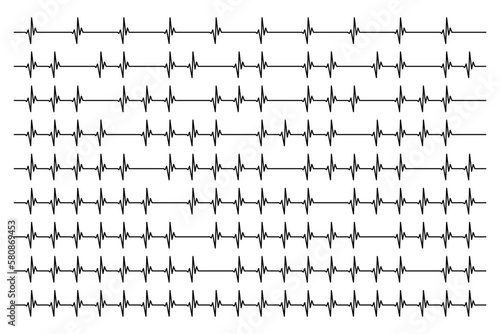 Editable line, ecg, ekg design, cardio diagnosis vector collection. Heart rhythm long line vector design to use in healthcare, healthy lifestyle, medicine, ekg, ecg concept illustration projects. 