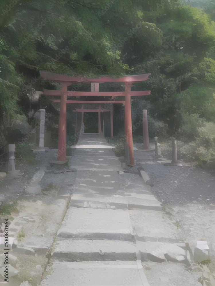 Torii Gates on a Stone Path created with Generative AI Torii Gates on a Stone Path created with Generative AI