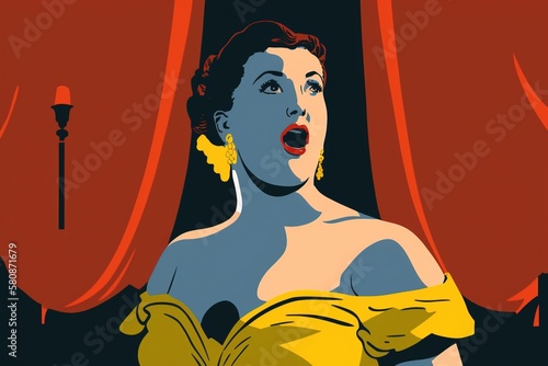 Female opera singer, performing at a concert. Ai generated.