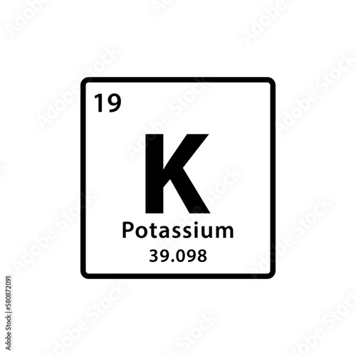 Potassium element periodic table icon vector logo design template