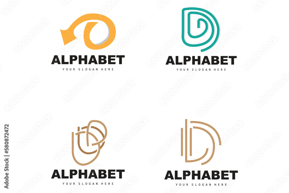 D Letter Logo, Simple Alphabet Design, Modern Minimalist Font Vector