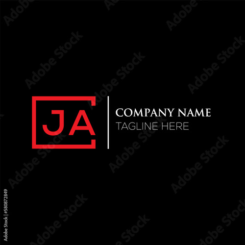 JA letter logo design on black background. JA creative initials letter logo concept. JA letter design. JA letter design on black background. JA logo vector.
 photo