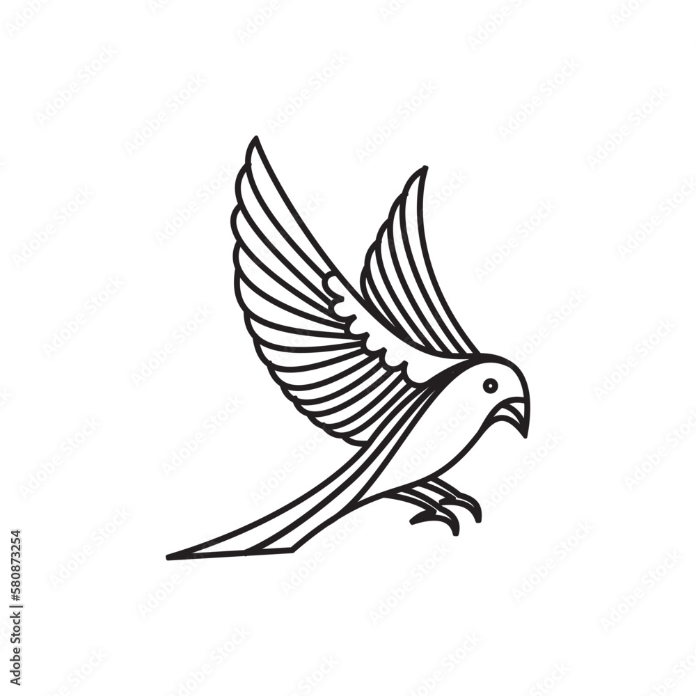 Obraz premium bird continuous line design on white background