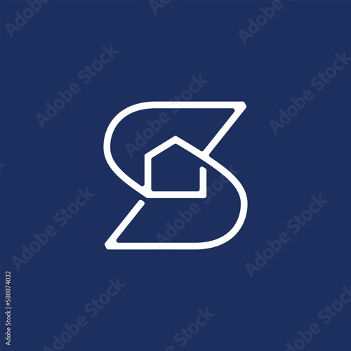 s letter house outline logo vector icon illustration