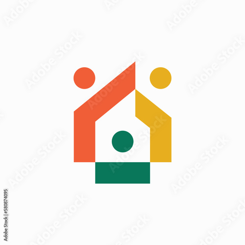 house home people human team work family logo vector icon illustration