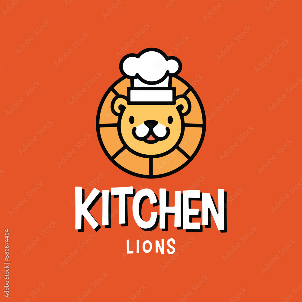 Lion Chef Hat Kitchen Mascot Cartoon Character Logo Vector Icon Illustration Lion Chef Hat Kitchen Mascot Cartoon Character Logo Vector Icon Illustration