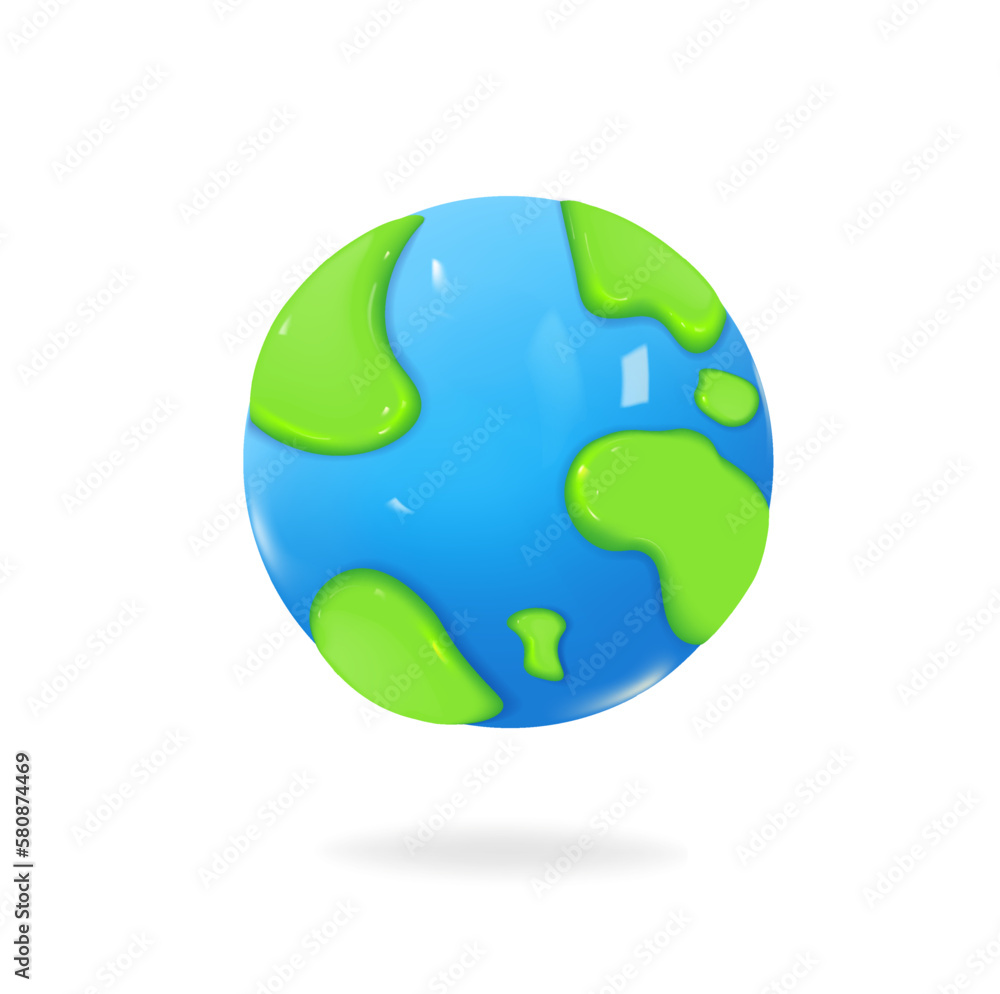 Glossy 3 planet earth in cartoon style. Vector graphics in high quality Glossy 3 planet earth in cartoon style. Vector graphics in high quality