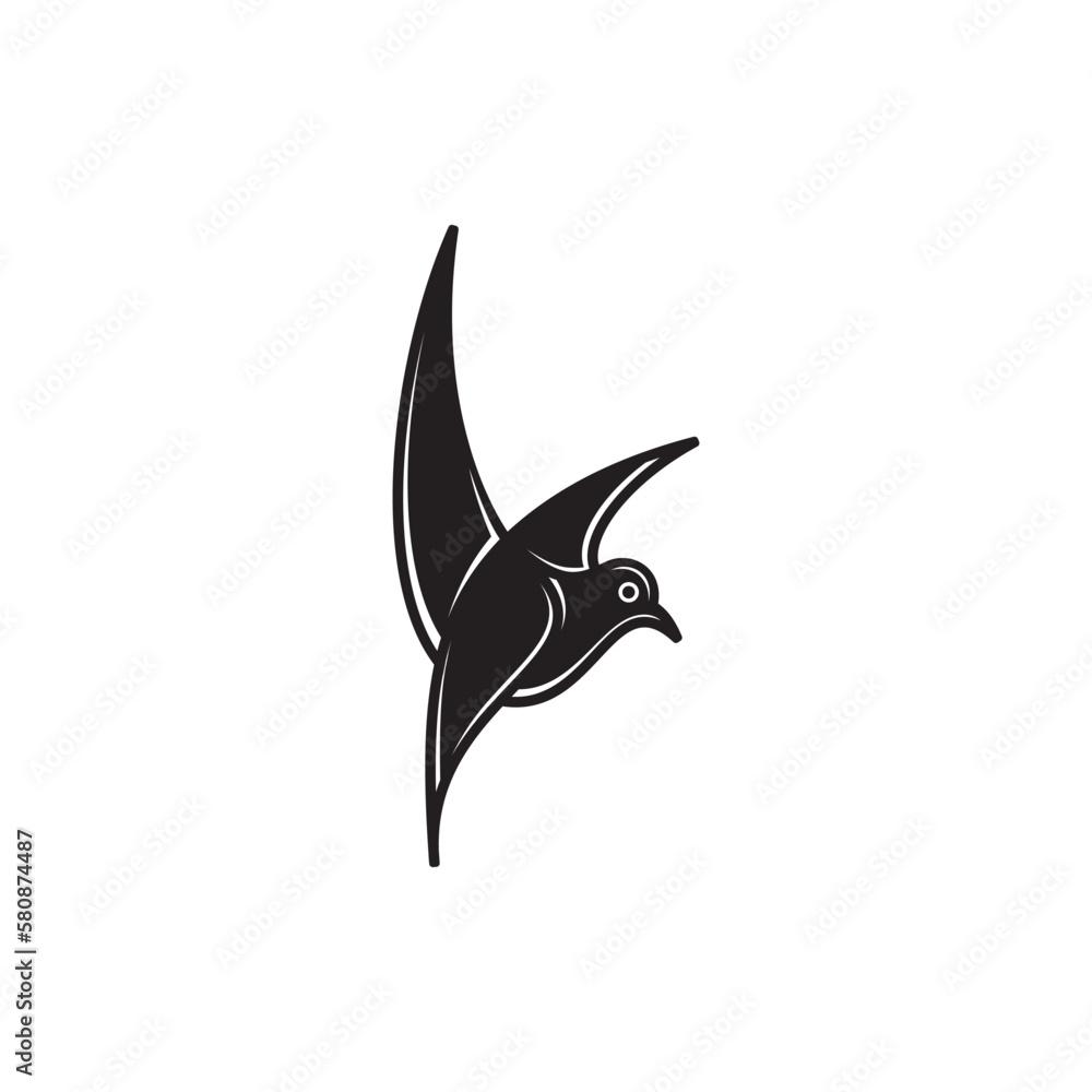 Fototapeta premium Bird. Silhouette of bird isolated on white background