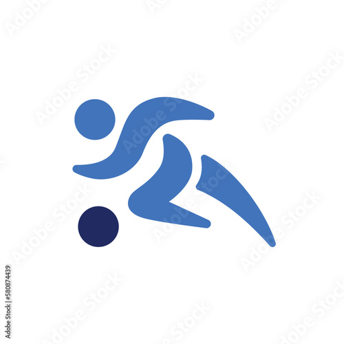 man with ball football logo vector icon illustration