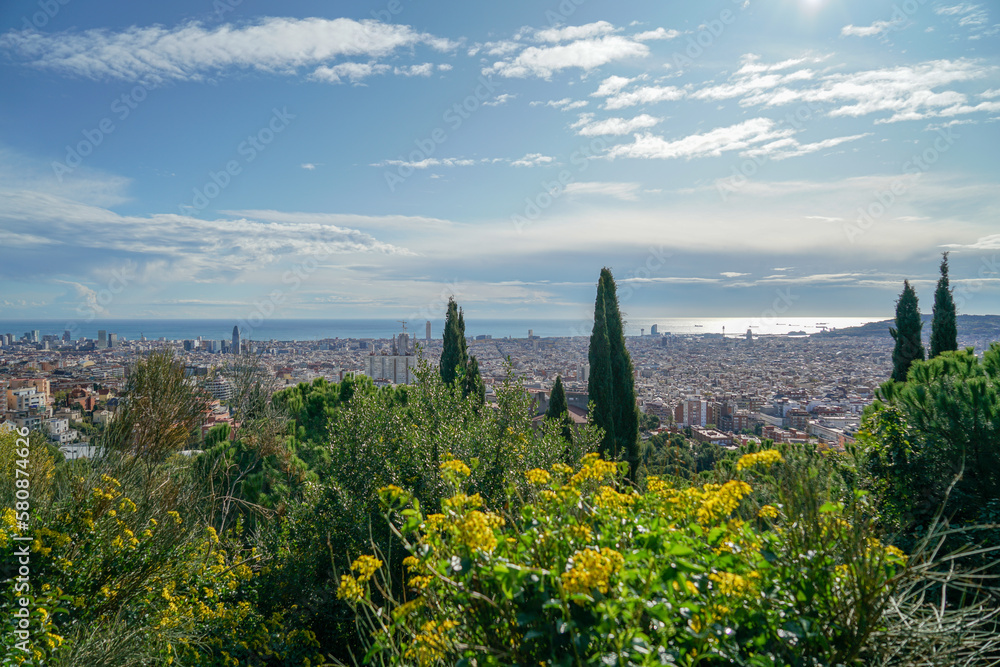 Beautiful view of the Barcelona city skylines