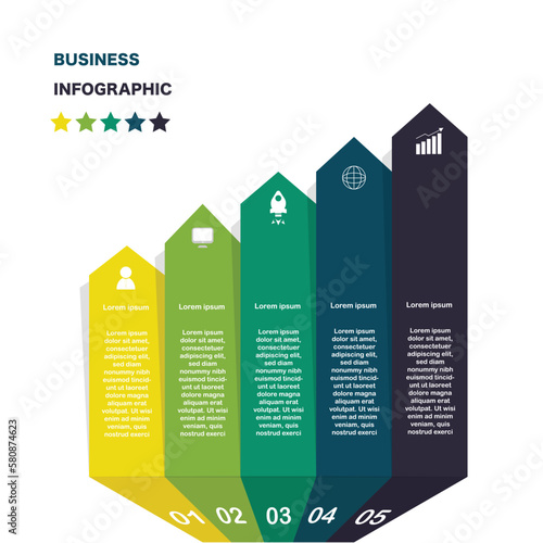 infographic abstract vector elements 5 options design for business or finance layout template Vector Stock Illustration