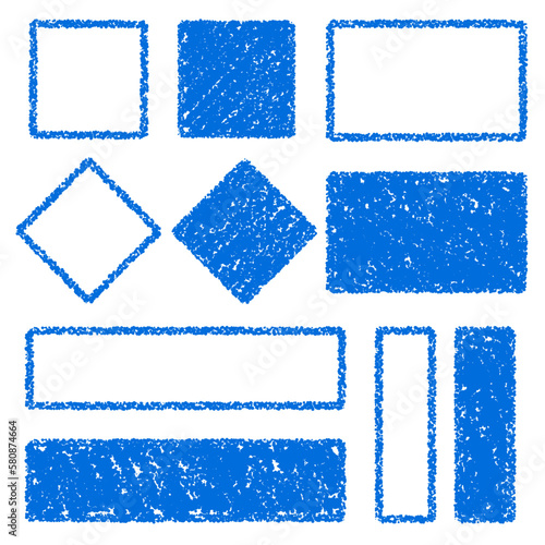 クレヨン素材のいろいろな四角形セット