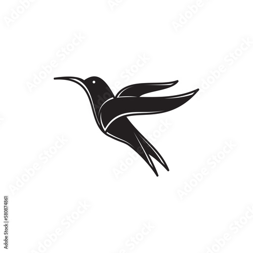 Bird. Silhouette of bird isolated on white background