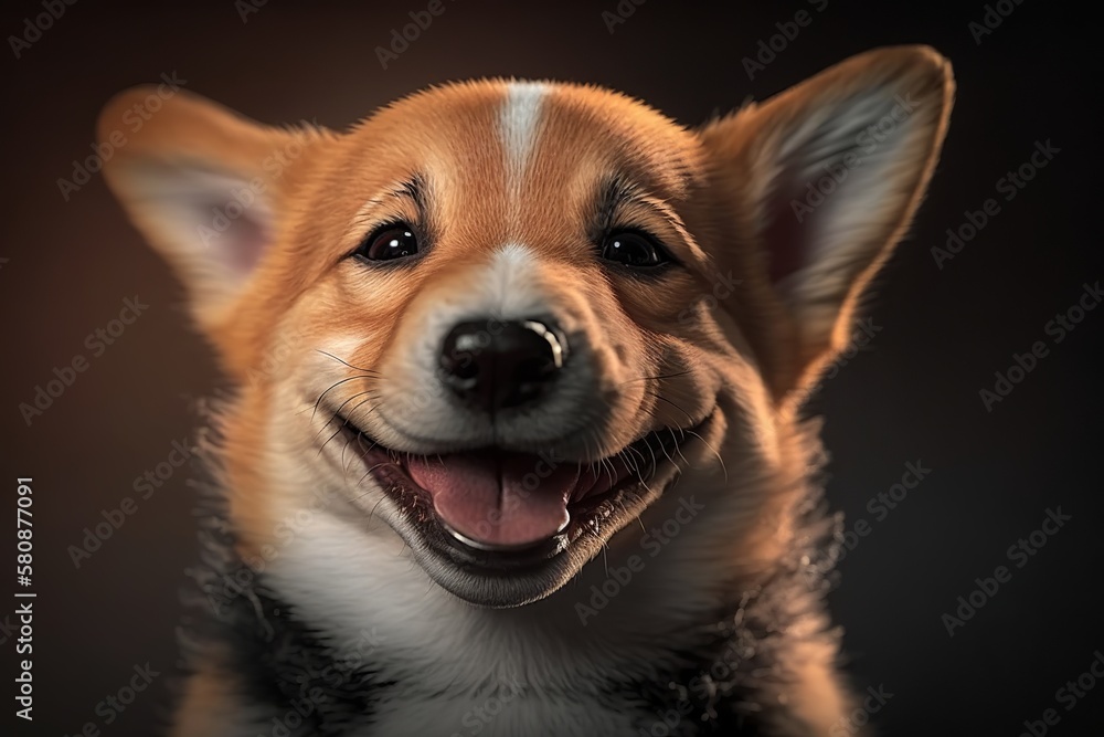 Happy dog puppy smiling. Generative AI Happy dog puppy smiling. Generative AI