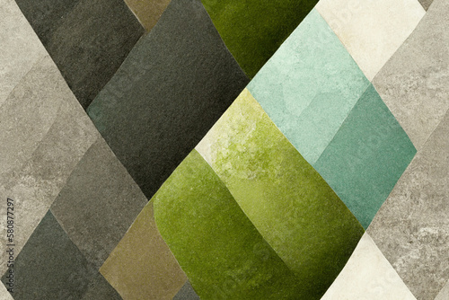 Abstract modern gray and green pattern, low polygon gradient, continuous background, seamless wallpaper, generative ai