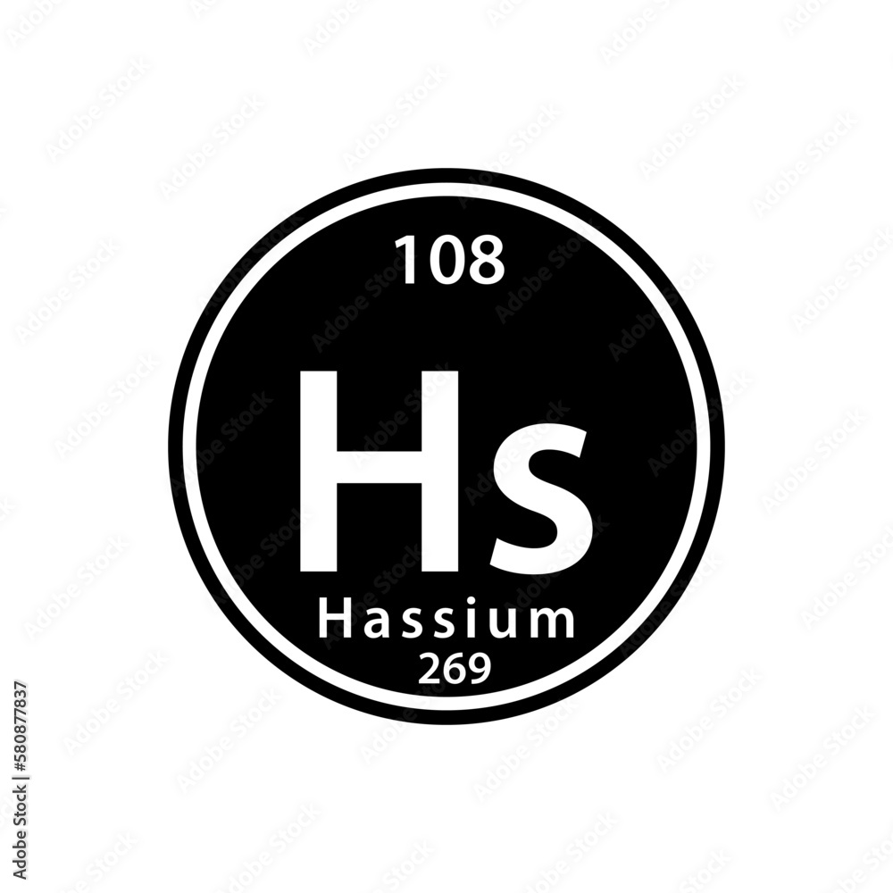 Hs element periodic table icon vector logo design Hs element periodic table icon vector logo design