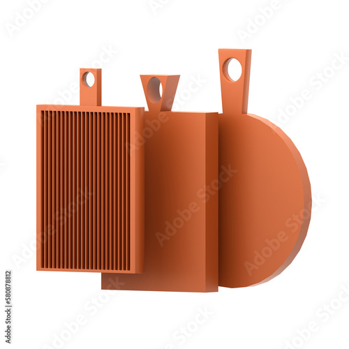 3d cutting boards isolated on transparent background
