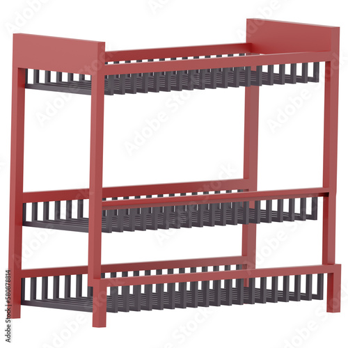 3d dish rack isolated on transparent background