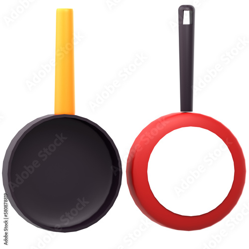 3d frying pan isolated on transparent background