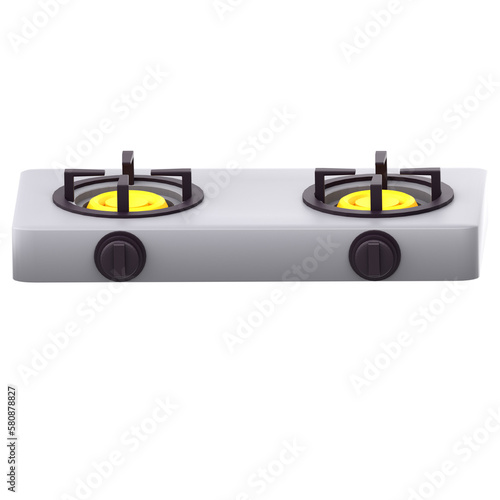 3d gas stove isolated on transparent background