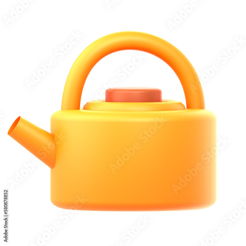 3d kettle isolated on transparent background