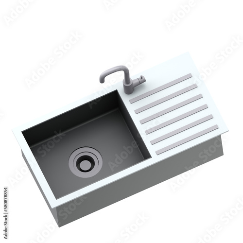 3d kitchen sink isolated on the white background