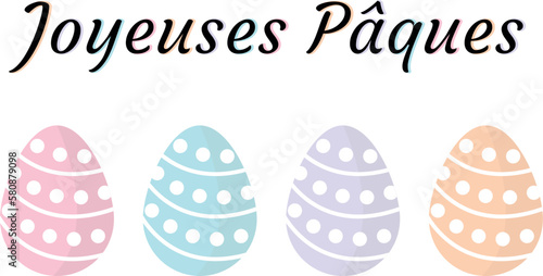 Joyeuses Pâques avec oeufs de couleurs, vecteurs