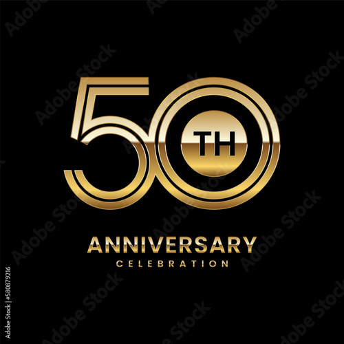 50th Anniversary. Anniversary logo design with double line concept, vector illustration