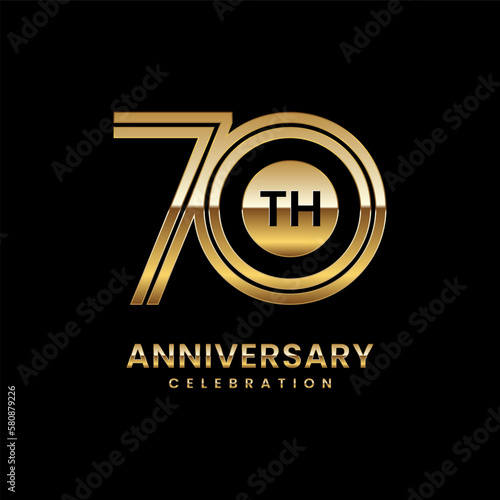70th Anniversary. Anniversary logo design with double line concept, vector illustration