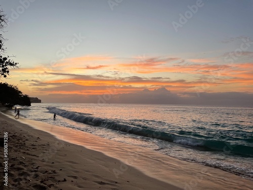 Beautiful orange sunset at the ocean