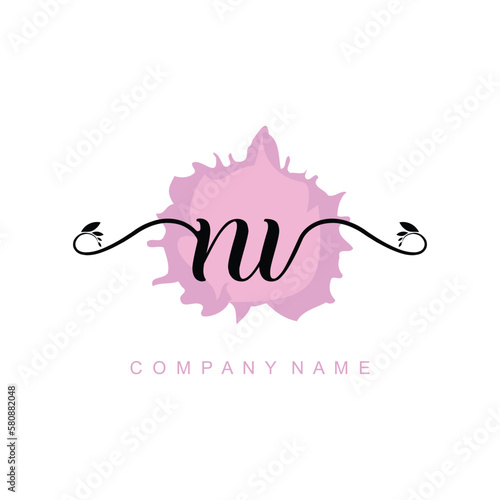 NU initial handwriting logo template vector illustration Background design. photo