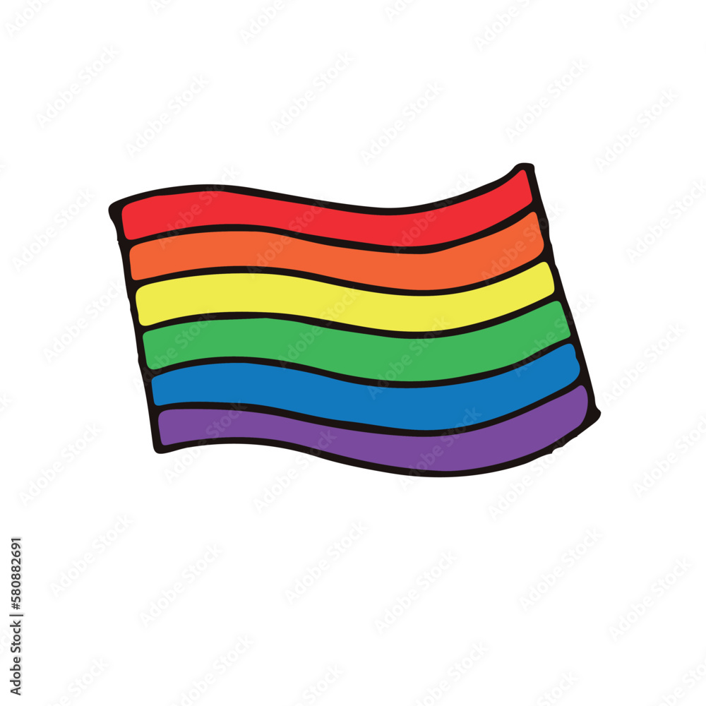 Vector hand drawn doodle sketch lgbt rainbow flag isolated on white background