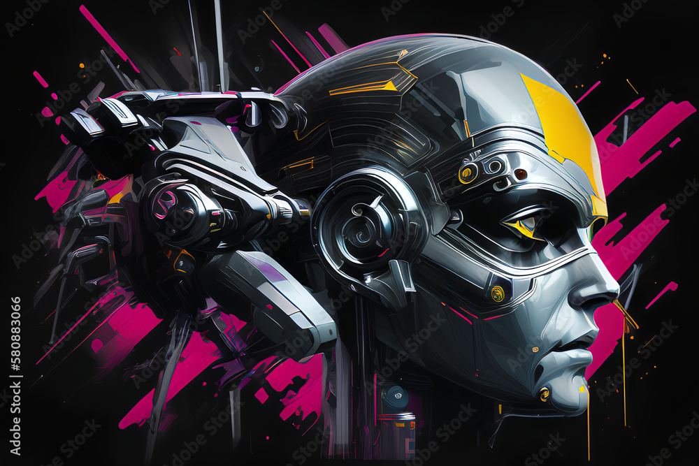 Fototapeta premium ai-generated illustration of a cyborg robot