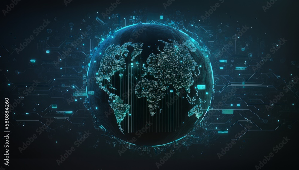 Obraz premium World in Cyber Space, Technology World, The Greater World