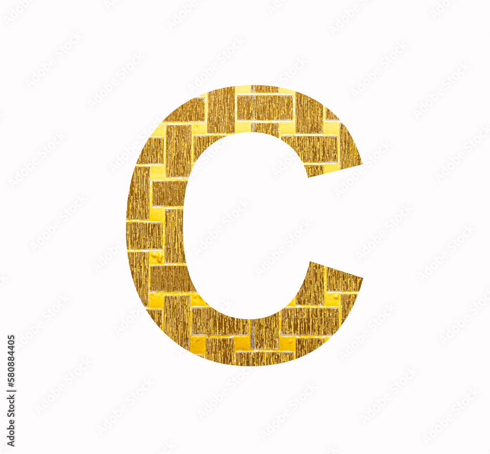 Alphabet letter C - Textured shiny gold foil Alphabet letter C - Textured shiny gold foil