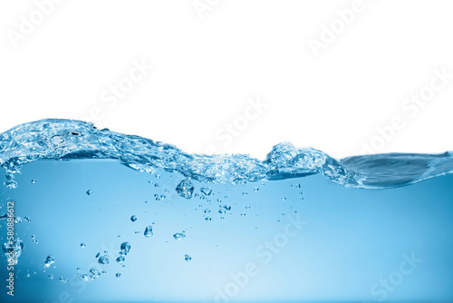 Clear light blue water wave on white background