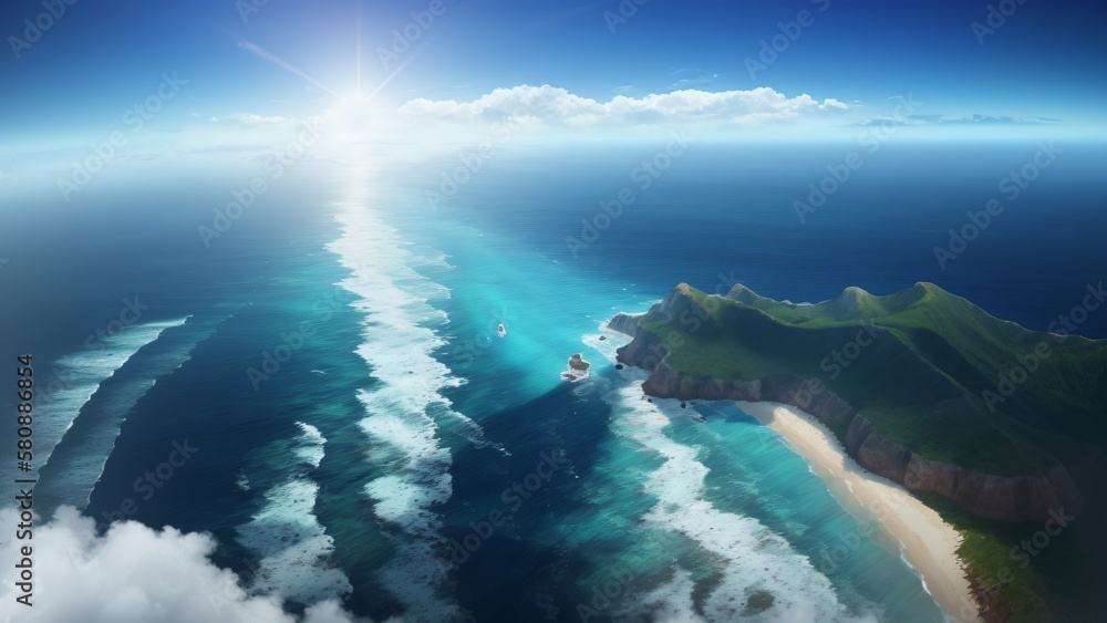 Aerial photo of beautiful paradise island. blue turquoise water AI Generative
