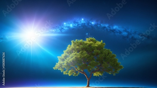 Beautiful View of a Tree in Space Amazing Background AI Generative © Cameron Schmidt