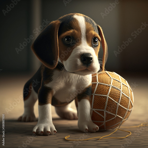 Beagle And The Ball Generative AI