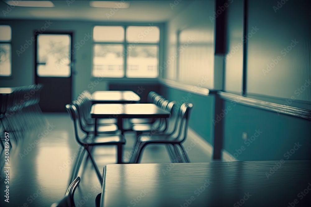 Blur image of empty classroom. Generative AI Blur image of empty classroom. Generative AI