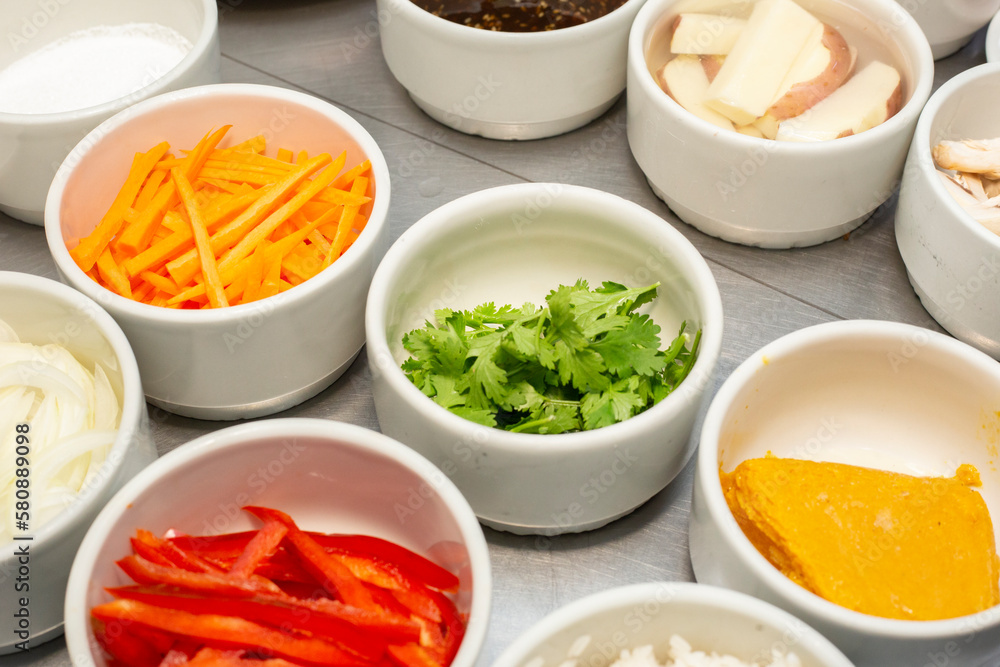 group of vegetables before preparation on the chef's table group of vegetables before preparation on the chef's table