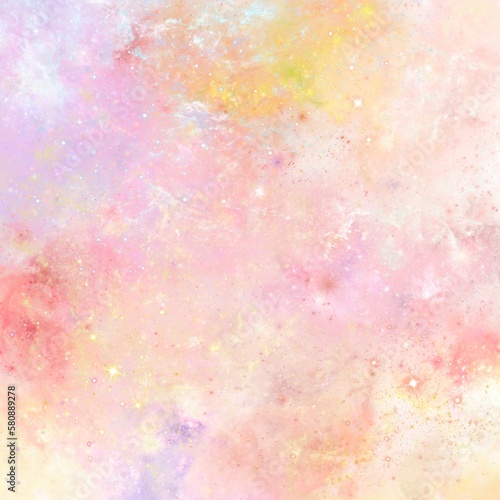 Colorful cloud and sky glitter background. Pastel marble galaxy background. Modern art for card, invitation, wallpaper.