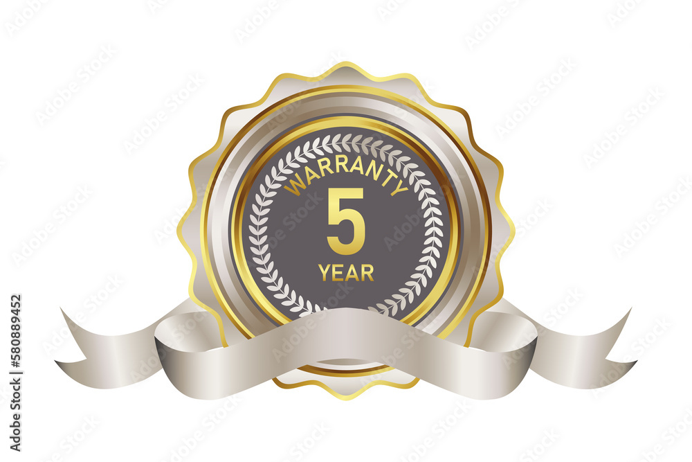 warranty badge element illustration in gold silver color, with premium colors, seals, medals, shields, badges, scrolls, and ornaments warranty badge element illustration in gold silver color, with premium colors, seals, medals, shields, badges, scrolls, and ornaments