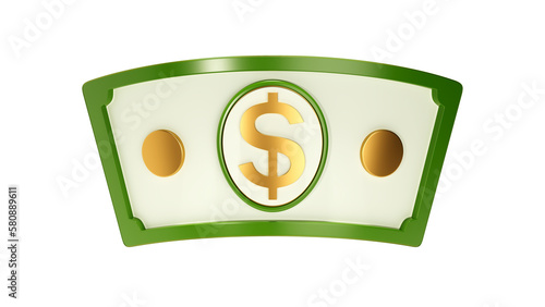 Fotografi Dollar bill 3D illustration. Money icon