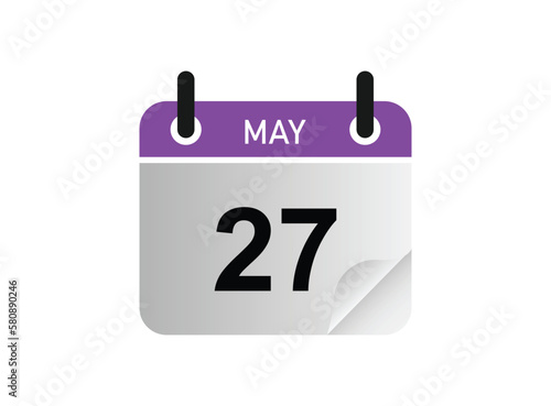 27th May calendar icon. May 27 calendar Date Month icon vector illustrator.