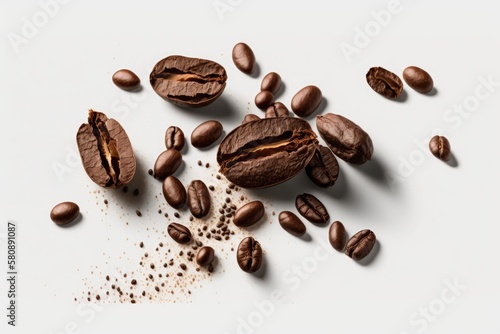 Coffee Beans on a White Background. Generative AI